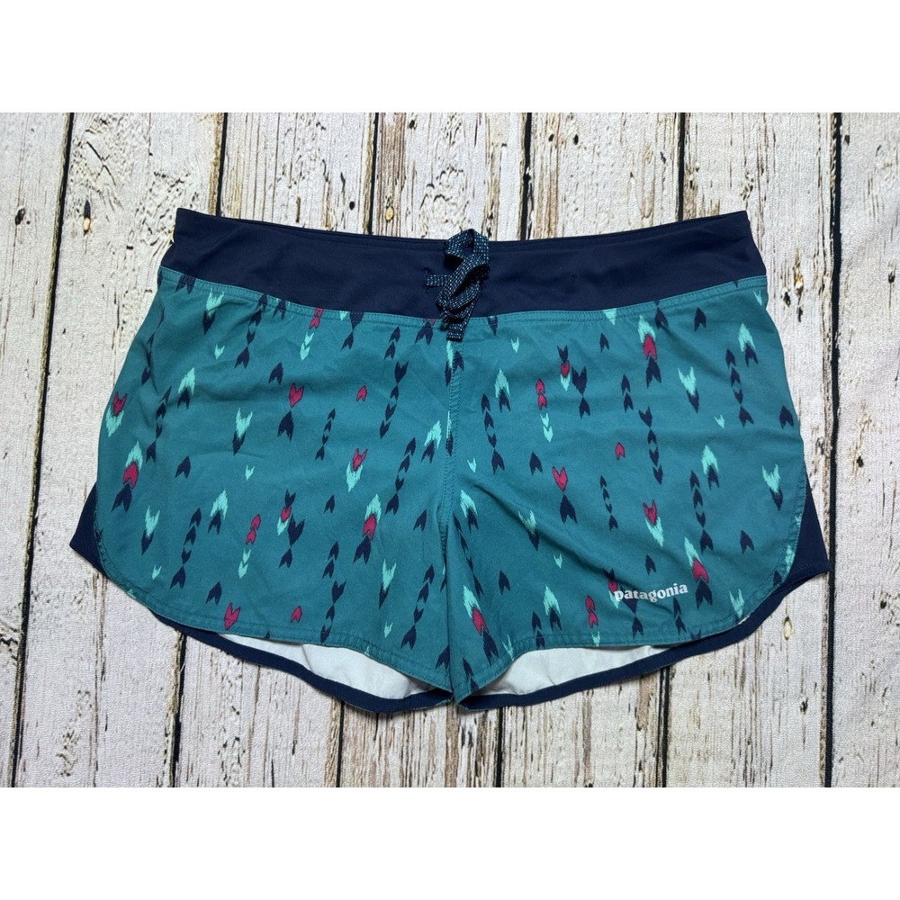 Patagonia Women Activewear Shorts Small‎ Blue Aztec Nine Trails Brief Outdoor
